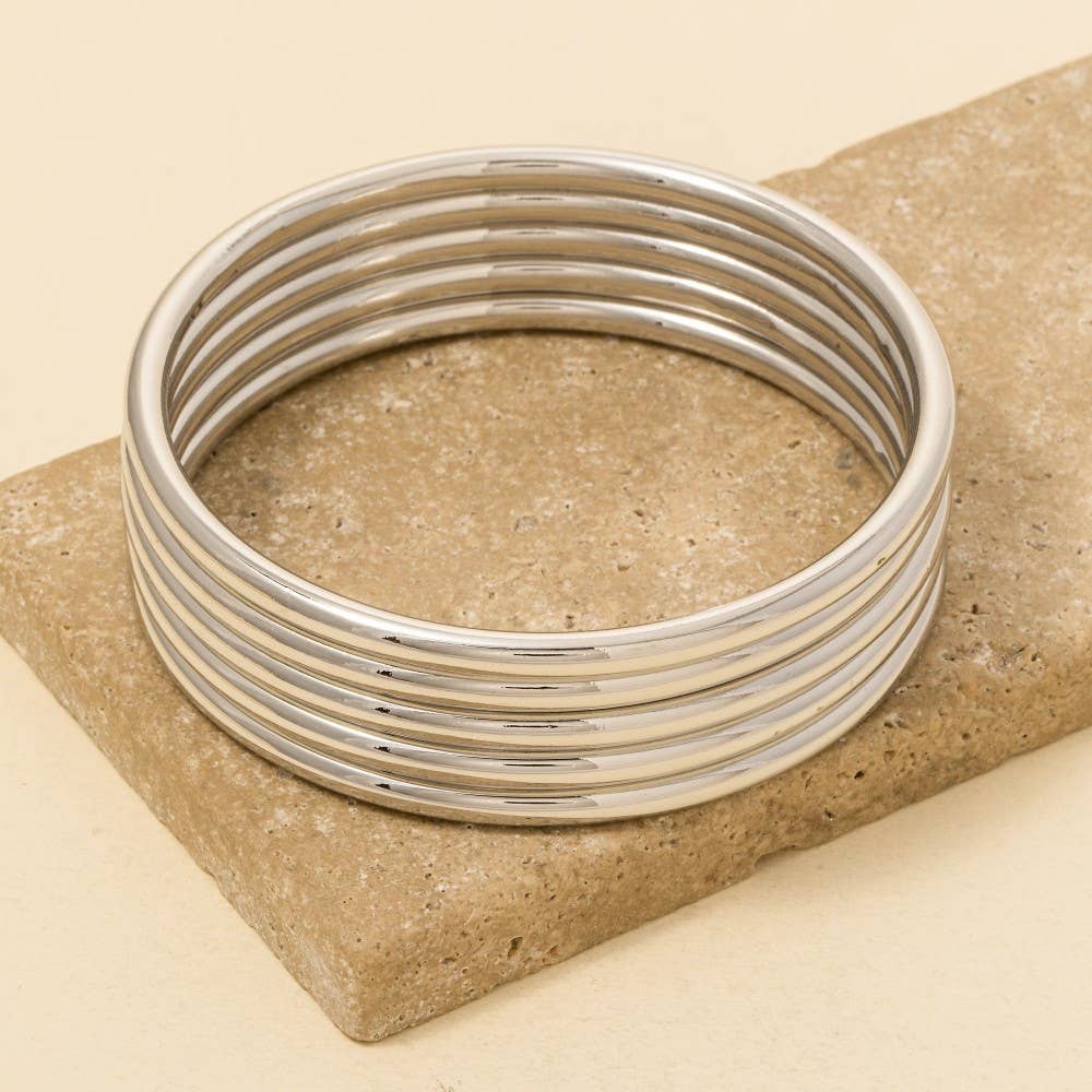 5Pc Metallic Bangle Bracelet Set: GD