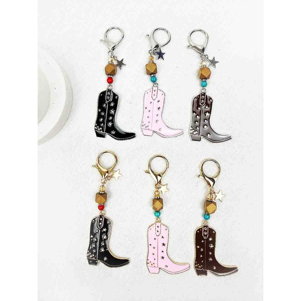 Western Theme Cowboy Boot Keychain: MIX COLOR