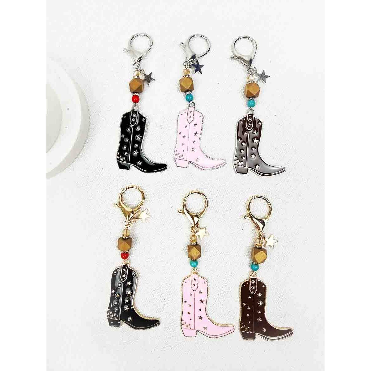 Western Theme Cowboy Boot Keychain: MIX COLOR