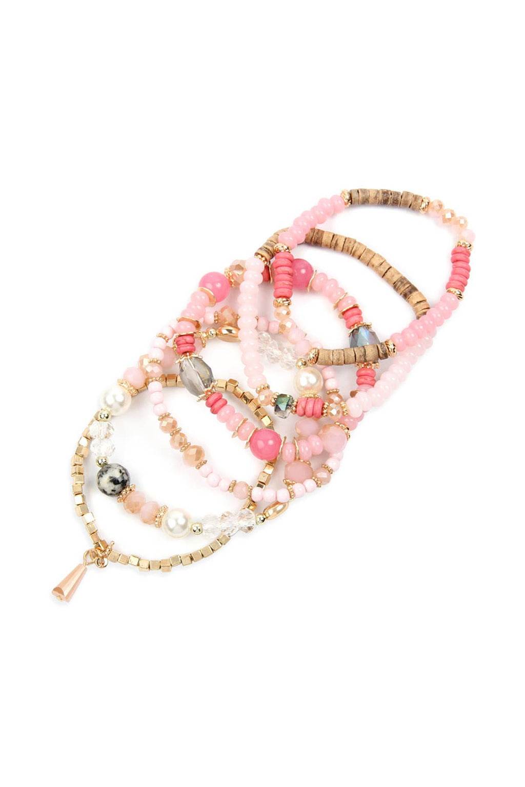 MULTI-STONE BEADS STACKABLE BRACELETS: CORAL