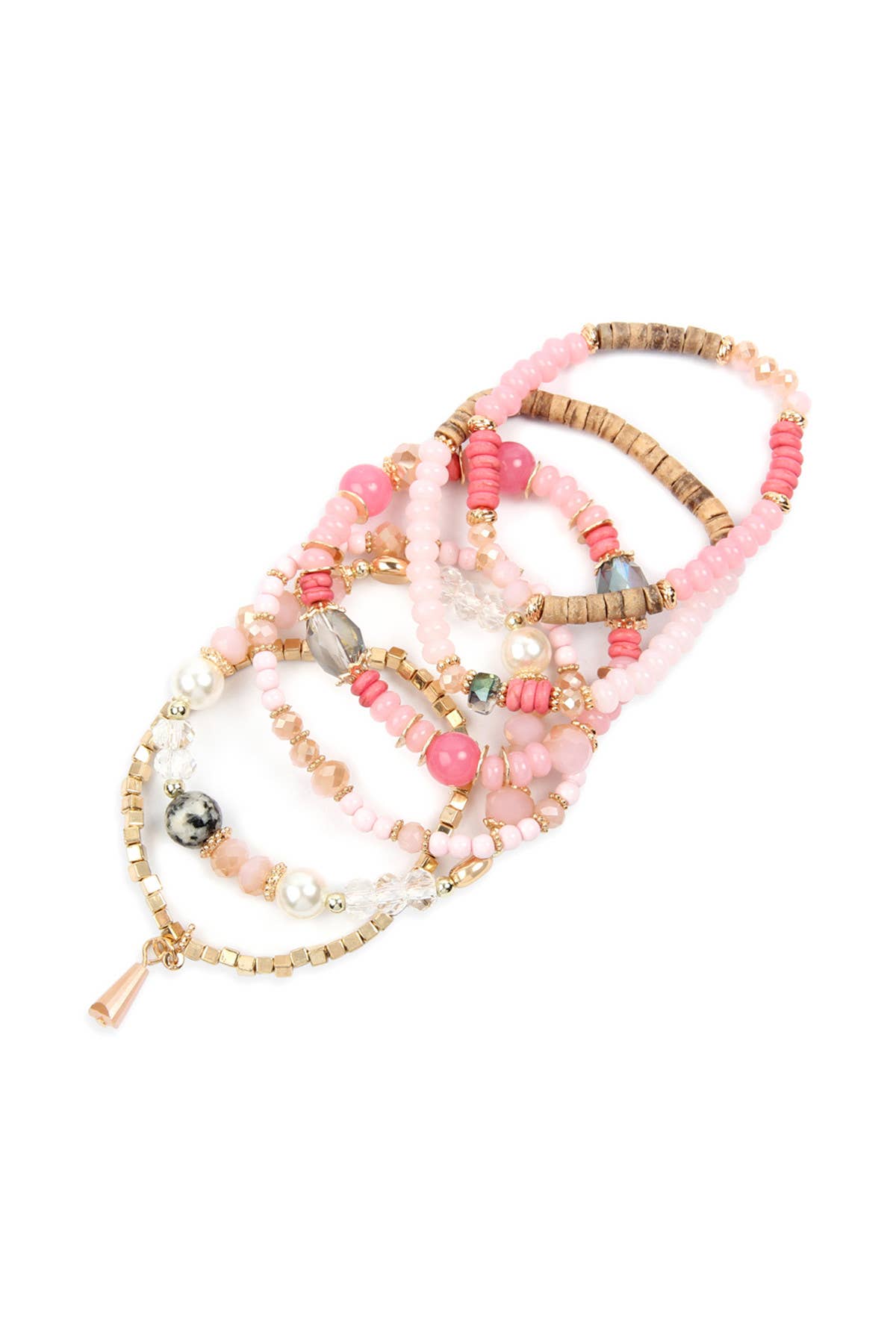 MULTI-STONE BEADS STACKABLE BRACELETS: CORAL