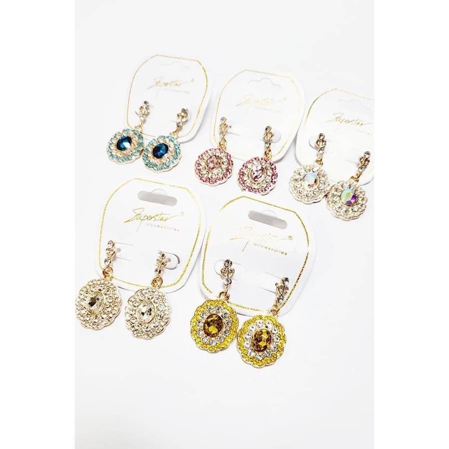 Two Tone Rhinestone Dangle Earrings: Assorted Color