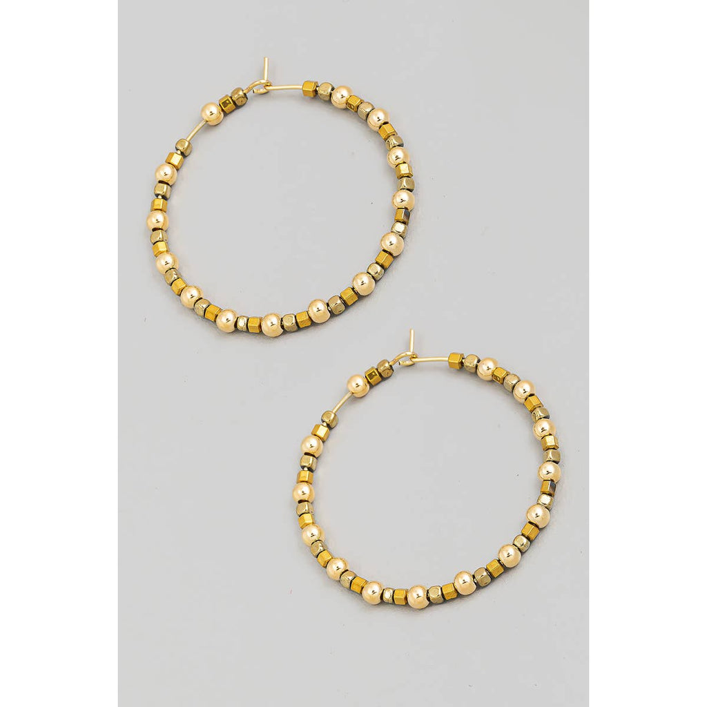 Assorted Wire Bead Hoop Earrings: G