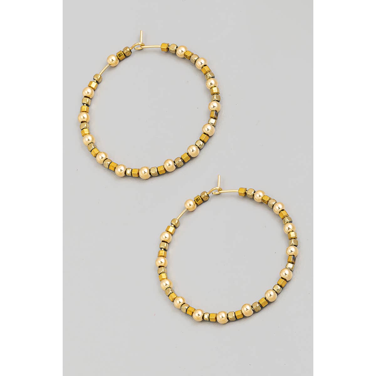 Assorted Wire Bead Hoop Earrings: G