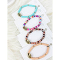 Mixed Color Clay Bead Sea Shell Charm Bracelet: MIX COLOR