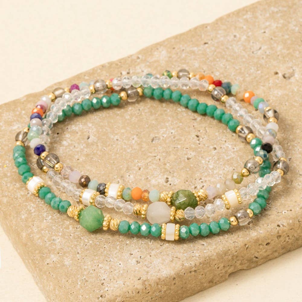 Assorted Bead Bracelet 3 Set: MULTI