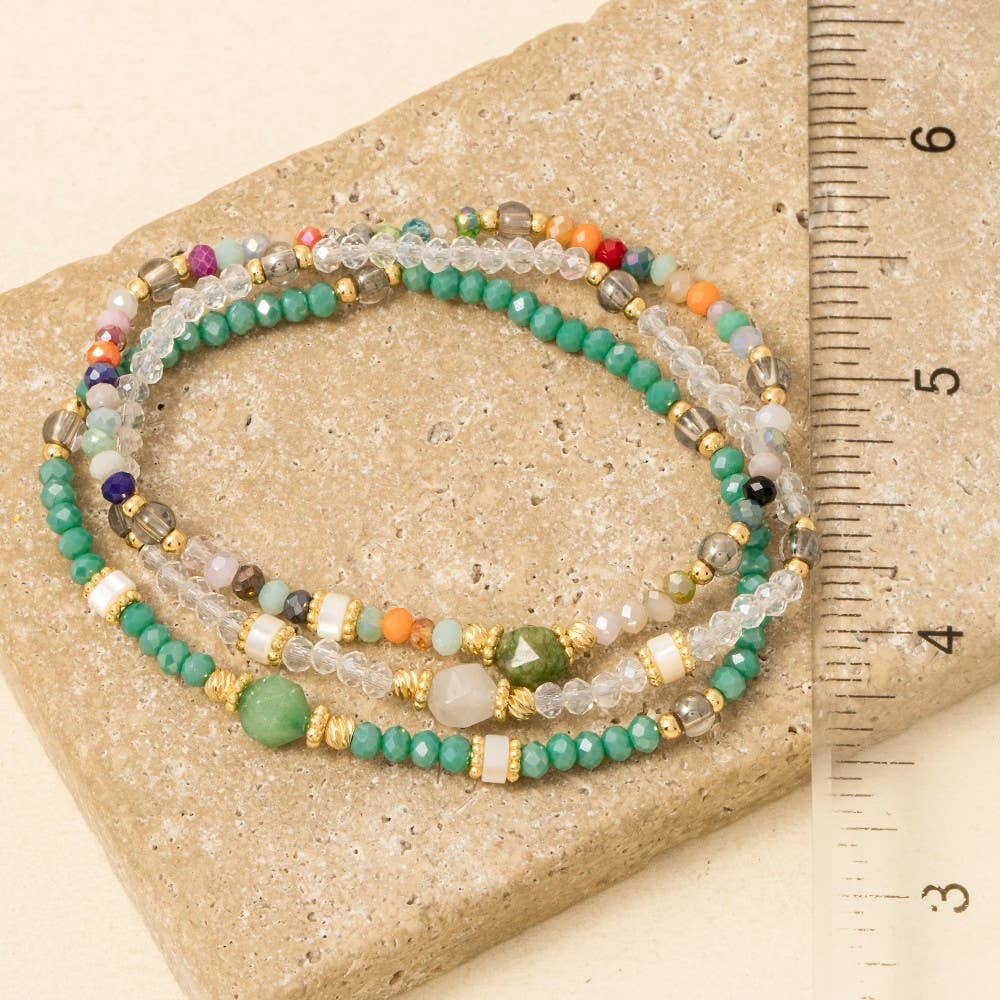 Assorted Bead Bracelet 3 Set: MULTI