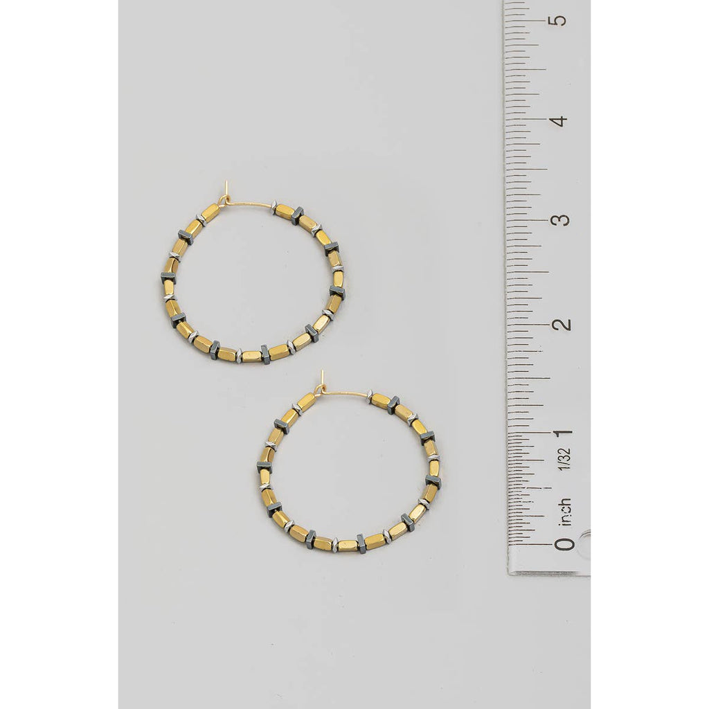 Assorted Bead Hoop Earrings: GOLD