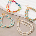 Stone Station Beads Threaded Teardrop Earrings: BMULHOW
