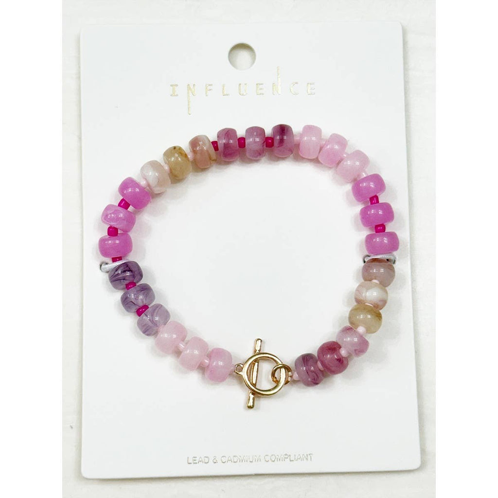 Round Shaped Resin Beads Ombre Mixed Bracelet: TURQUOISE