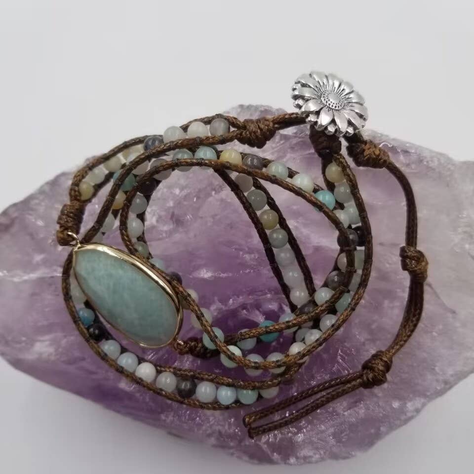 Natural Stone Gemstone Beaded Wrap Bracelets
