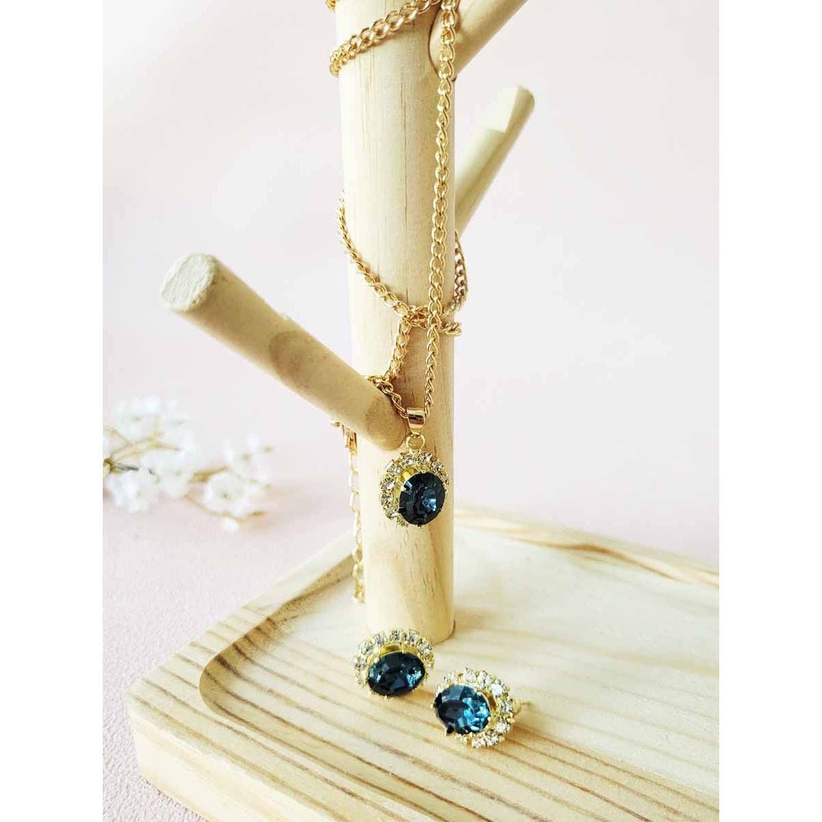 Crystal Necklace and Earring Set: Assorted Color