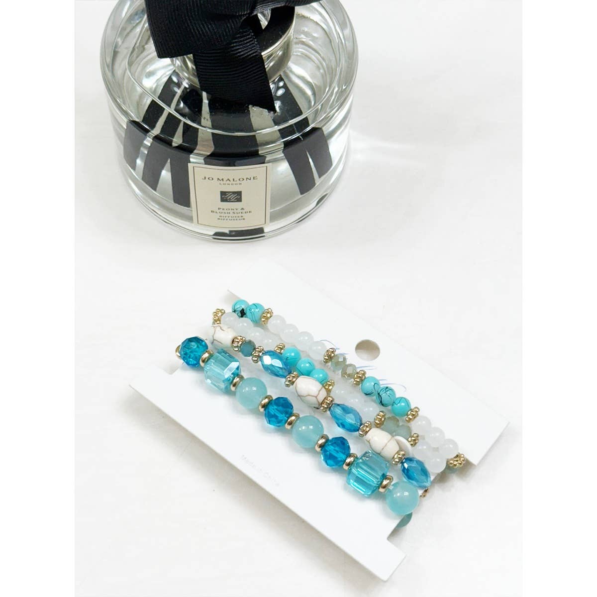 4-pc Light Blue Shades Stacked Mix Beads Bracelet