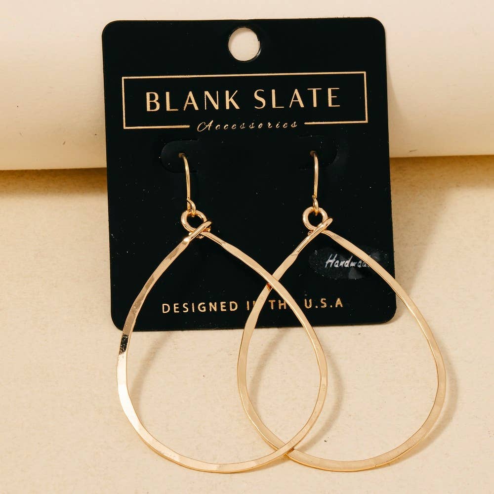 Handmade Thin Teardrop Cutout Earrings: G