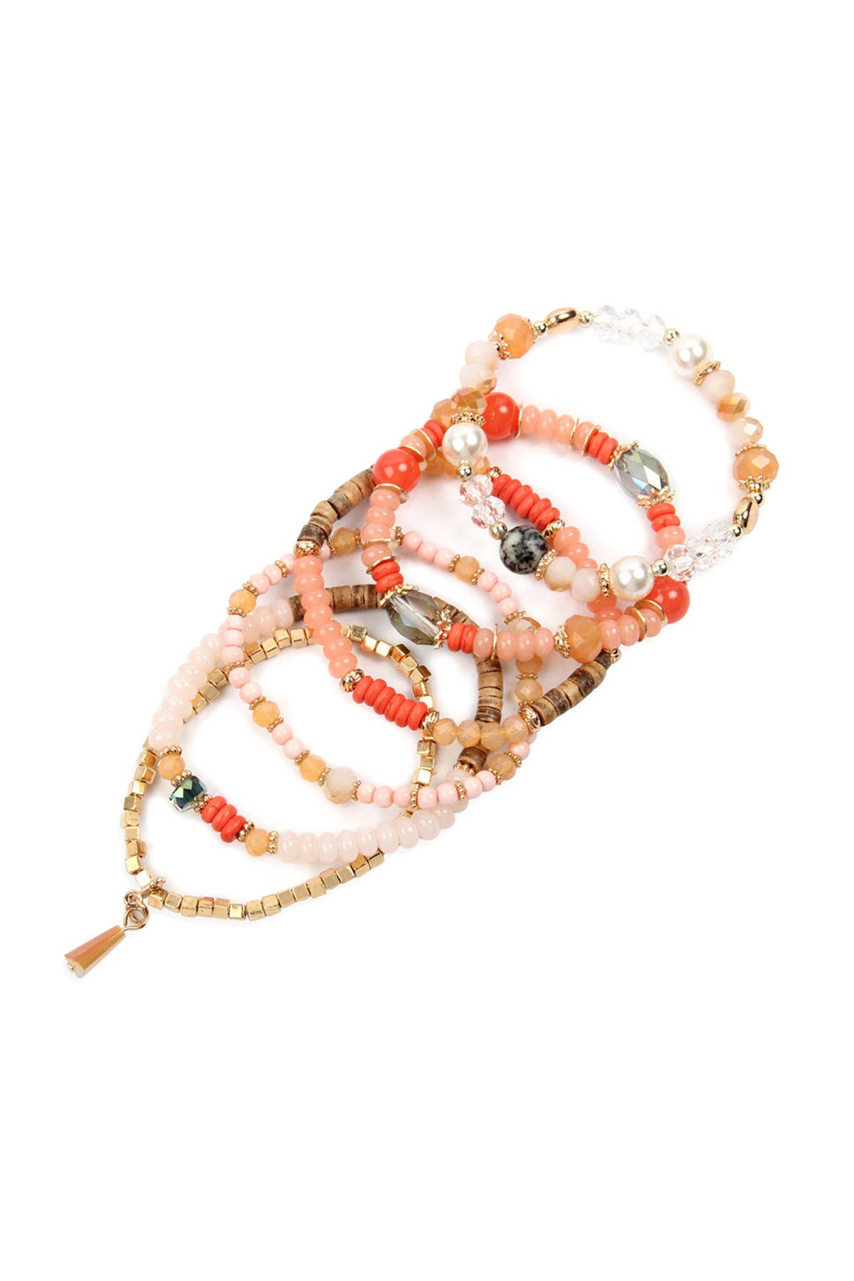 MULTI-STONE BEADS STACKABLE BRACELETS: CORAL