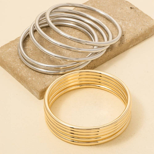 5Pc Metallic Bangle Bracelet Set: GD