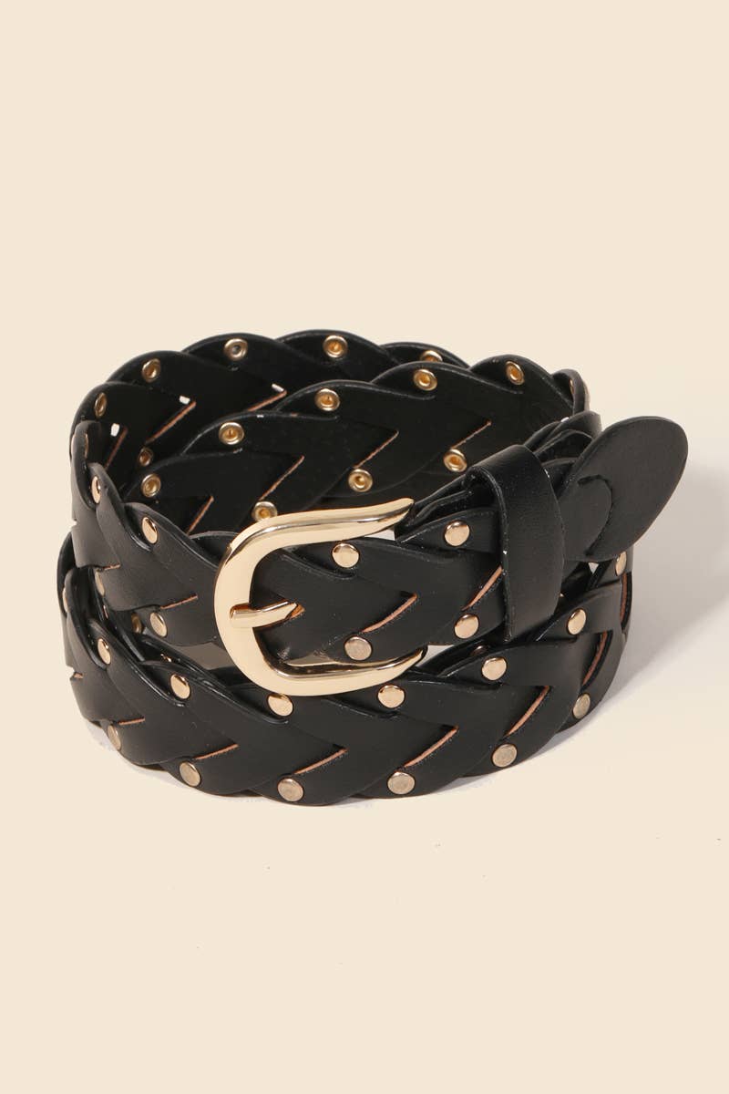 Braided Design Fashion Vegan Leather Belt: IV