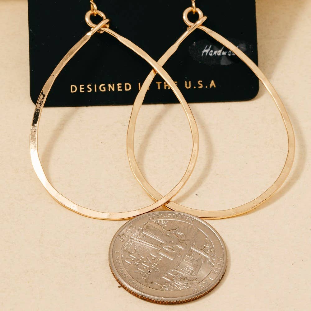 Handmade Thin Teardrop Cutout Earrings: G