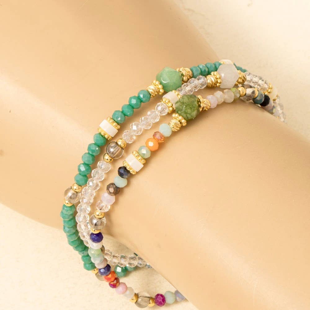 Assorted Bead Bracelet 3 Set: MULTI