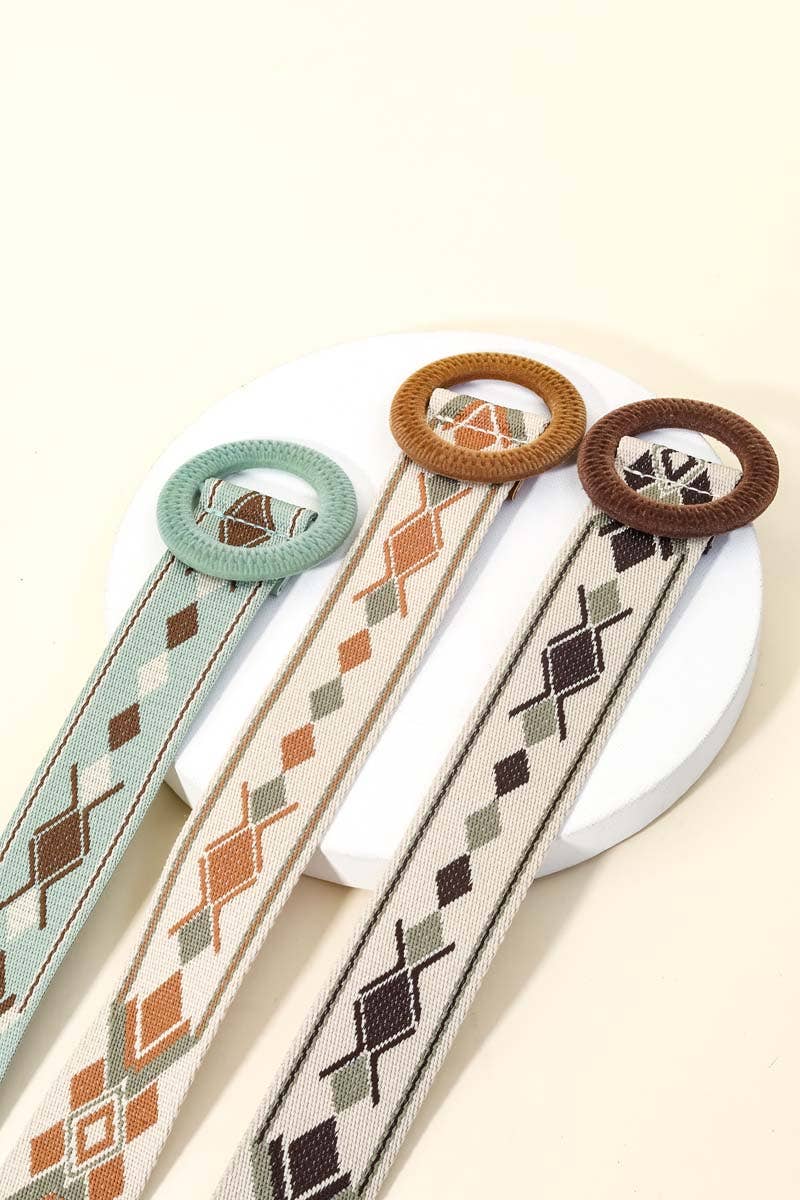 Round Braided Buckle Boho Belt: BR