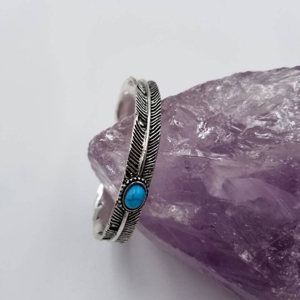 Turquoise Feather Cuff Bracelet