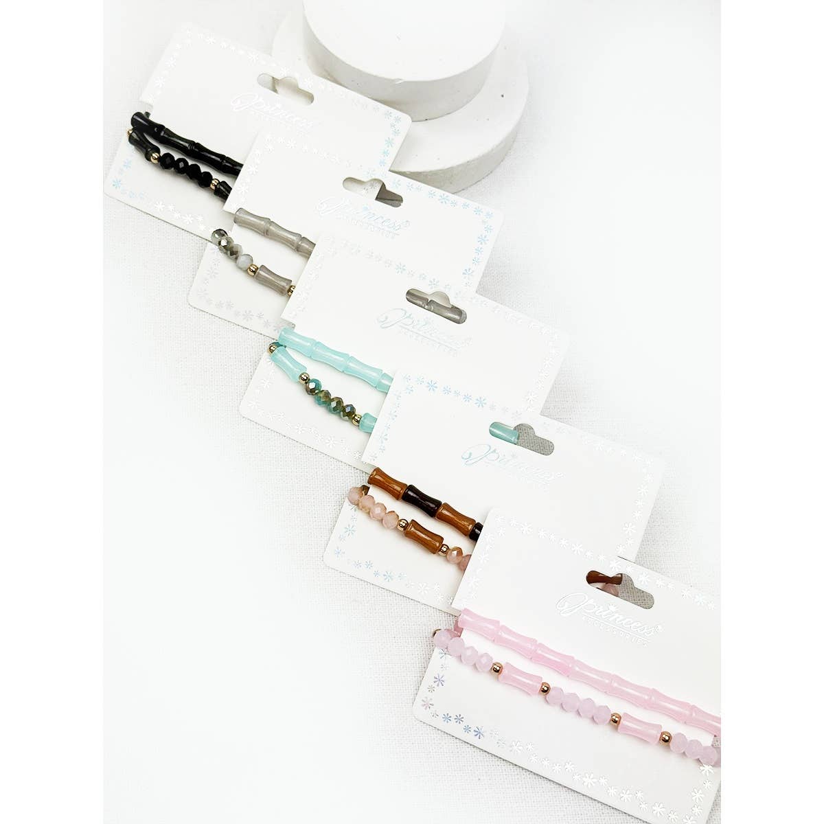 Stone Design Cross Beaded Stretch Bracelet