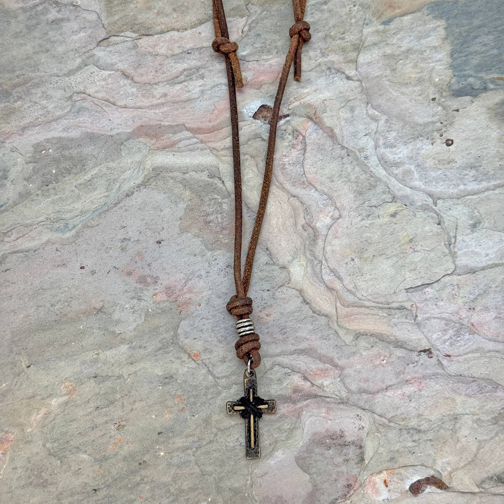Aadi Classic Cross Leather Necklace