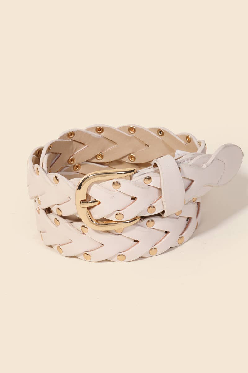 Braided Design Fashion Vegan Leather Belt: IV