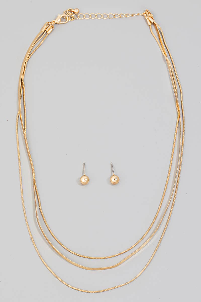 Triple Layered Dainty Classic Chain Necklace Set: GD