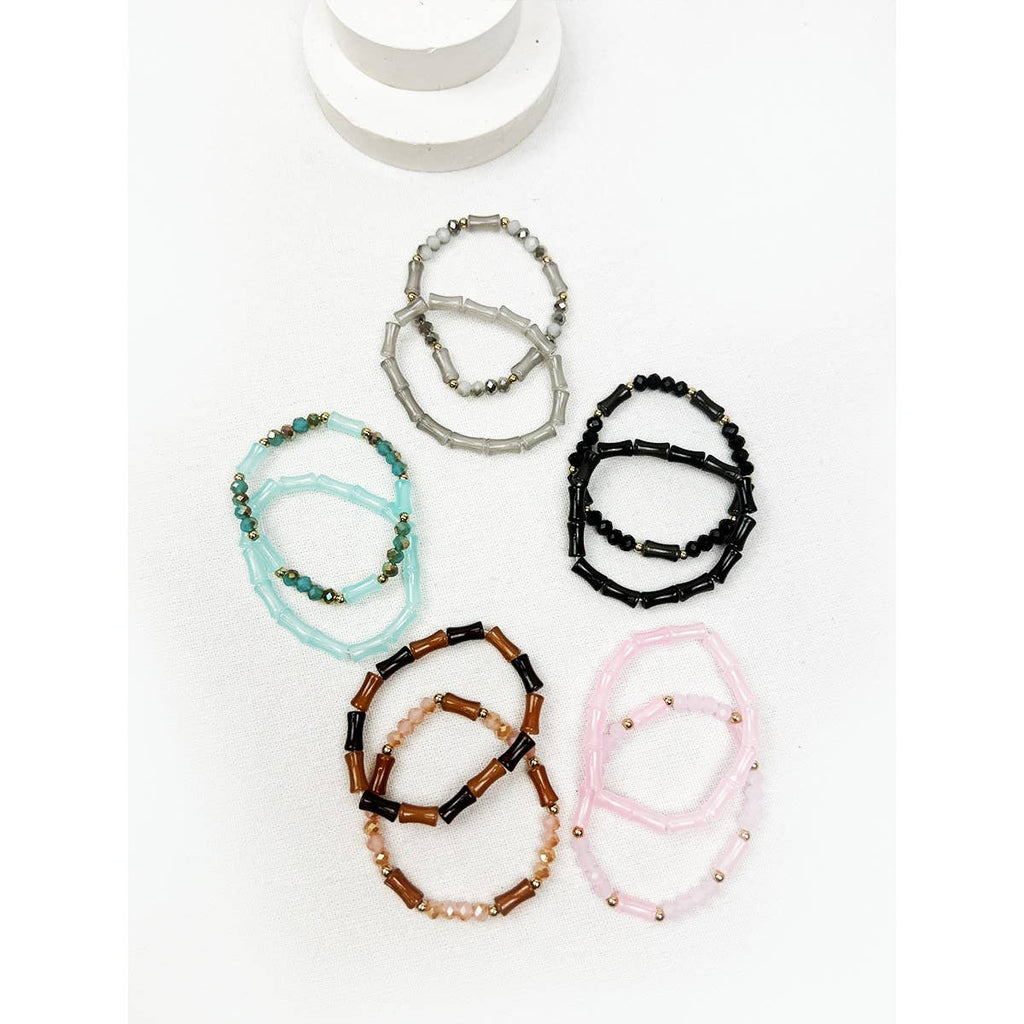Stone Design Cross Beaded Stretch Bracelet