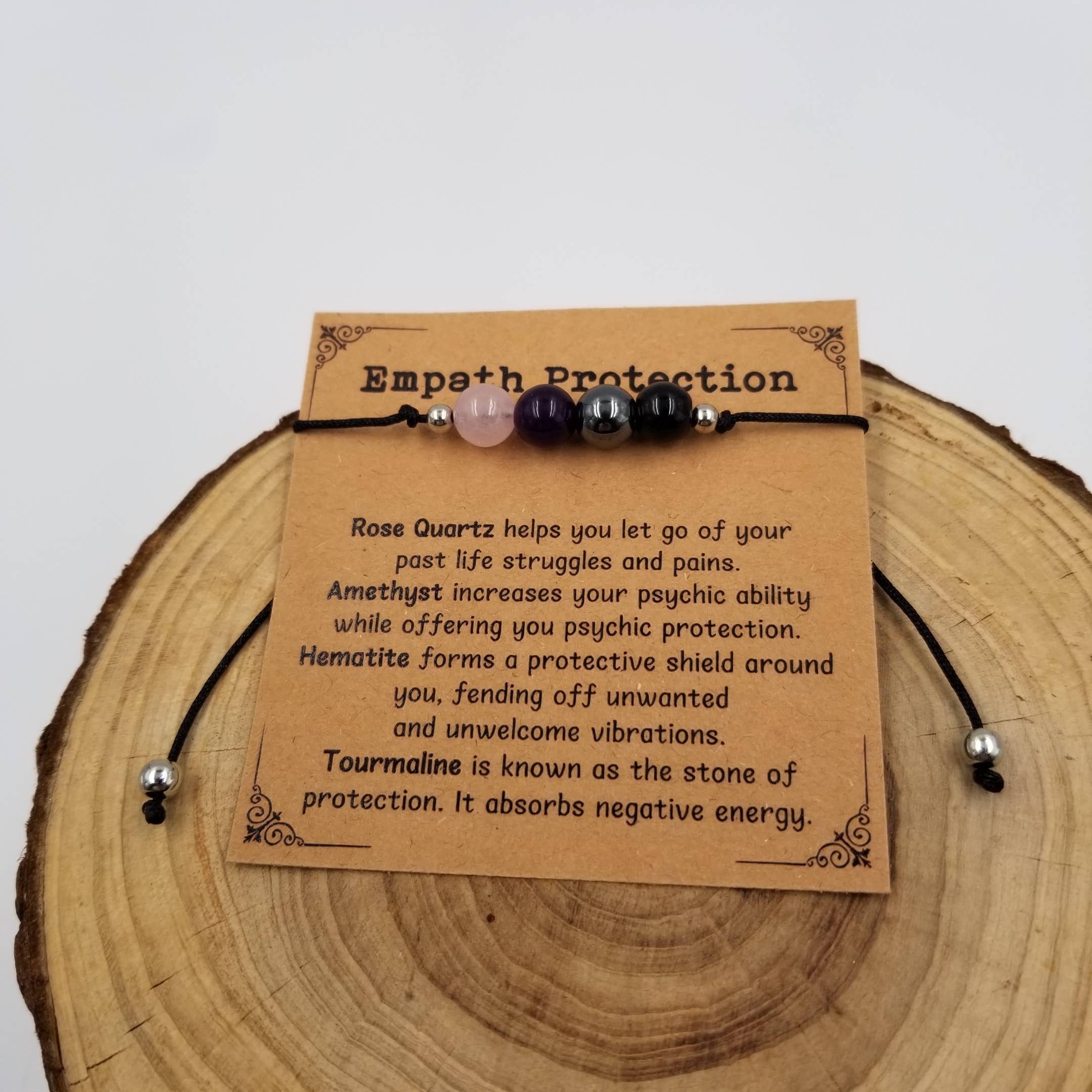 Handmade 4 Chakra Natural Stone Bracelet With Card: Good Luck