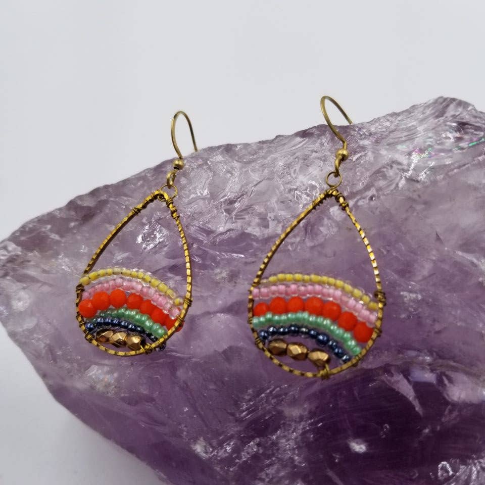 Handwoven Seed Bead Teardrop Earrings