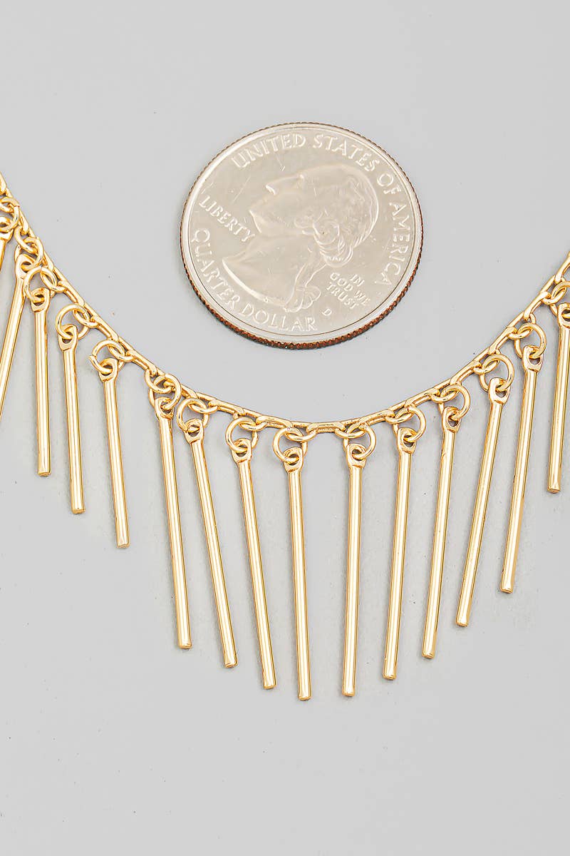 Dainty Bar Fringe Chain Necklace: G