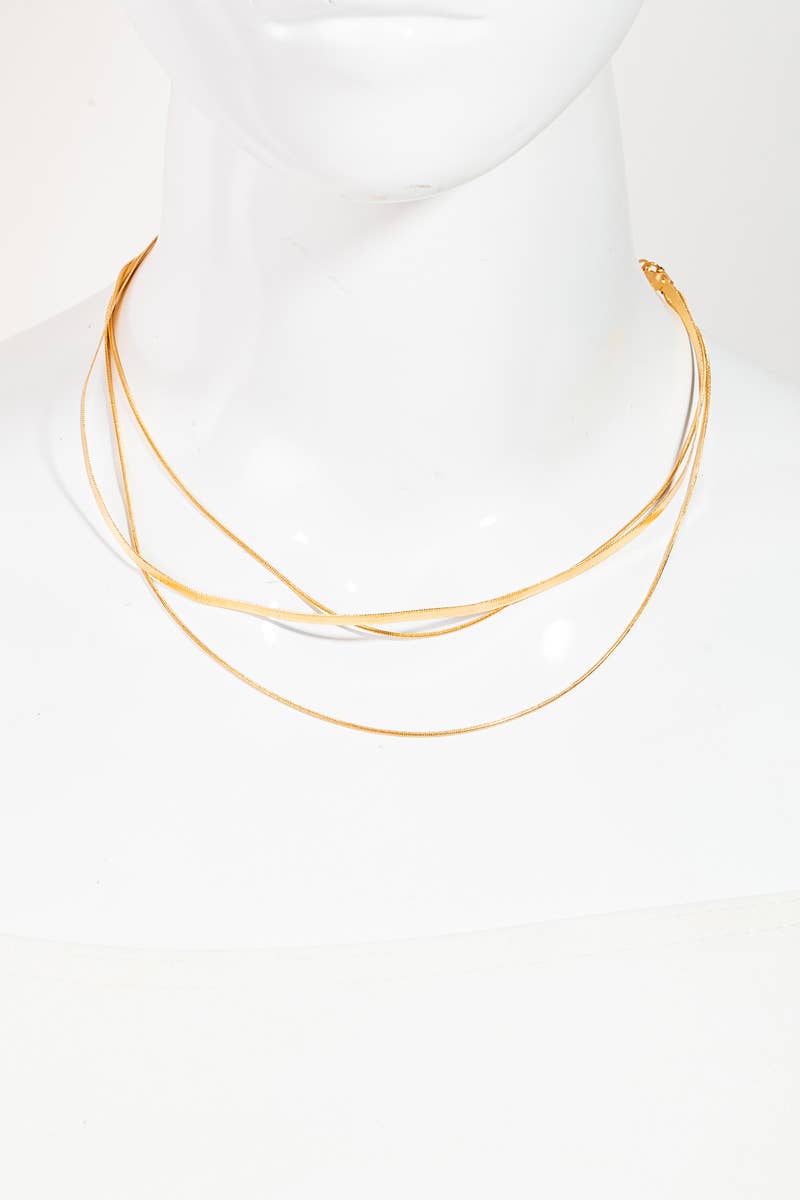 Triple Layered Dainty Classic Chain Necklace Set: GD